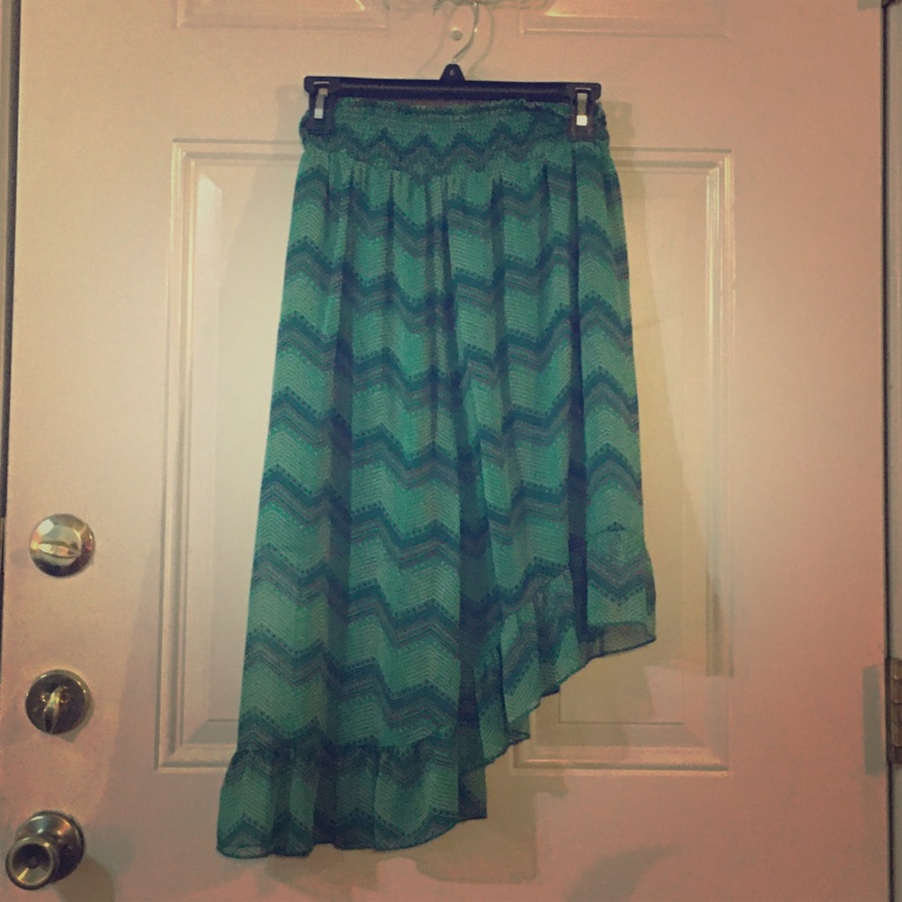 Love, Fire Bohemian Green Asymmetrical Skirt